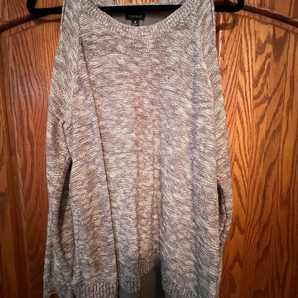 Torrid Heathered Gray Drape Back Women's Sweater